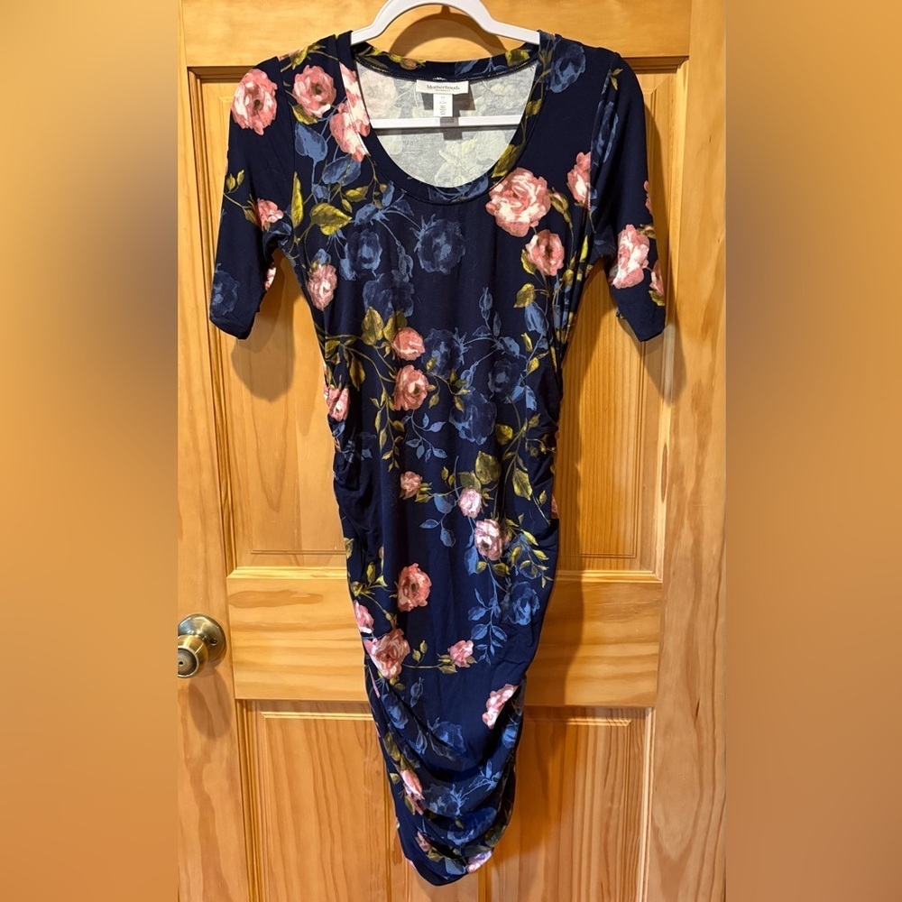 Motherhood Maternity Navy Floral Midi Dress size XS - Picture 2 of 11